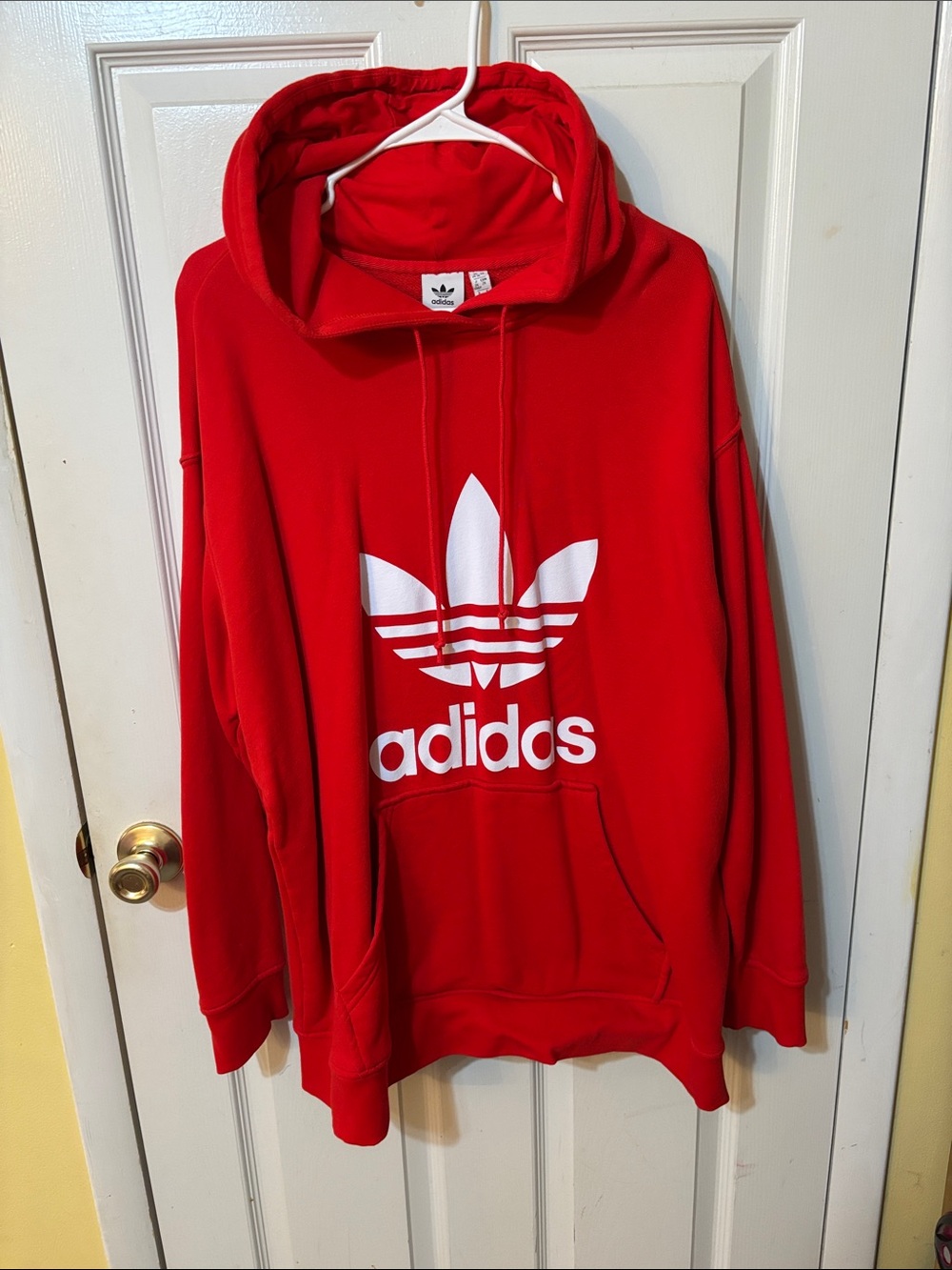 adidas Red Hoodie with White Trefoil Logo